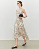 Polka Dot Chiffon Bias-Cut Dress