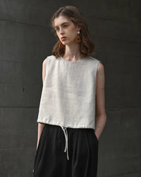 Linen Sleeveless O-Neck Casual Top