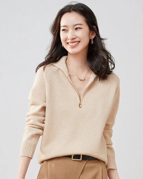 Pure Cashmere Half-zip Collar Jumper