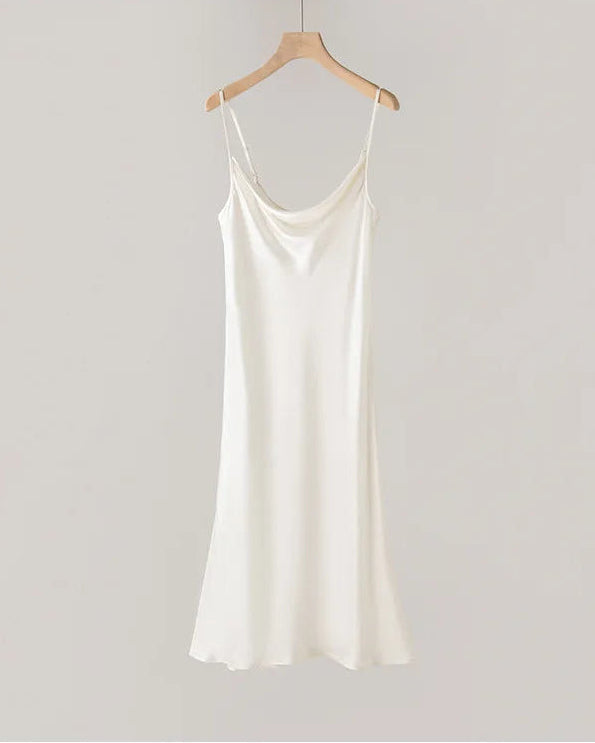 Mulberry Silk Spaghetti Strap Midi Dress