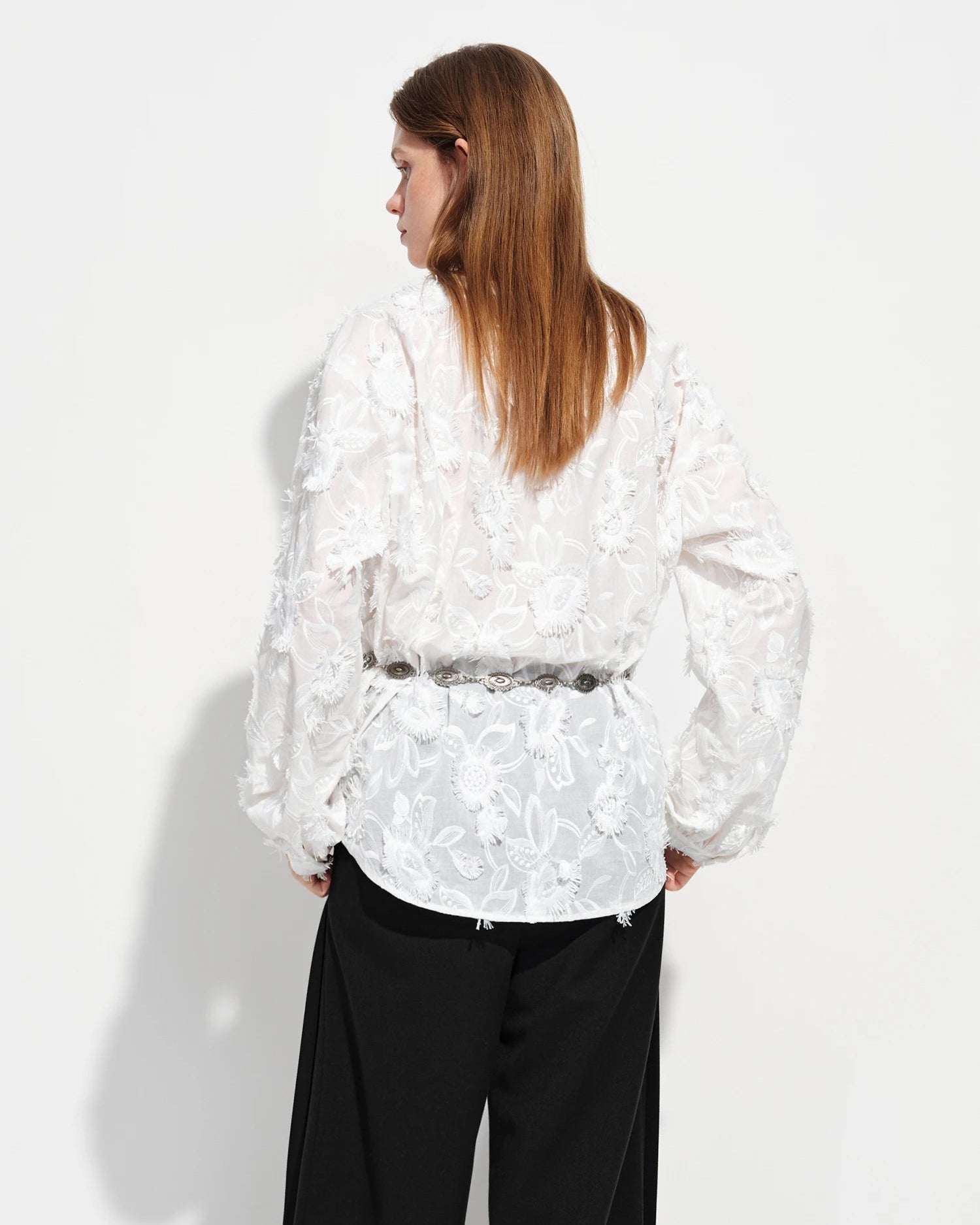 3D Jacquard V-Neck Long Sleeve Shirt