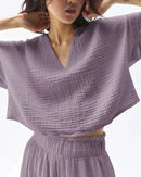 Loose-Fit V-Neck Cotton Gauze T-Shirt