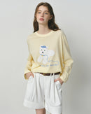 Puppy Letter Print Loose Long-Sleeve T-Shirt