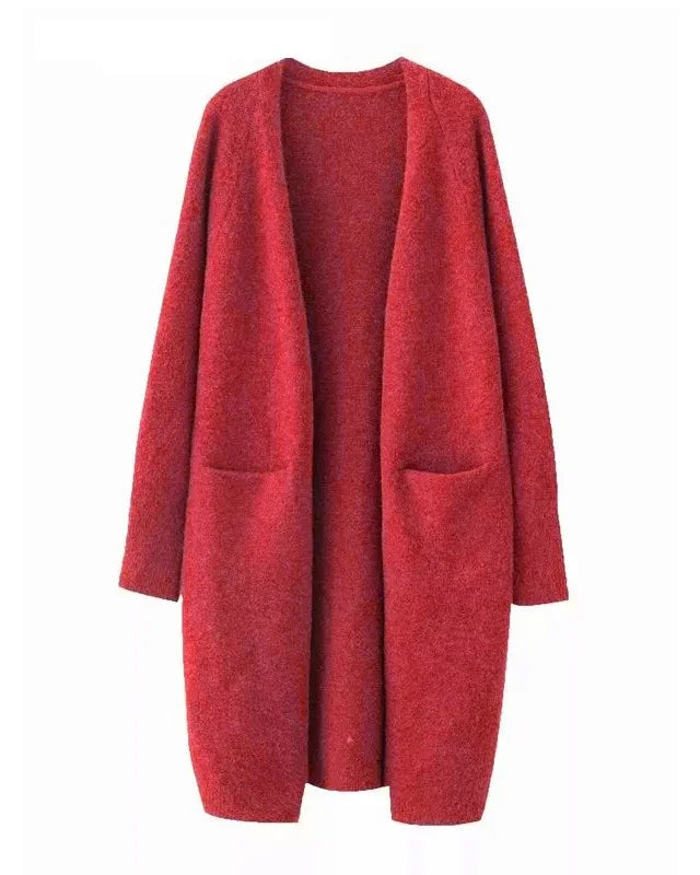 Relaxed Open-Front Knitted Longline Cardigan