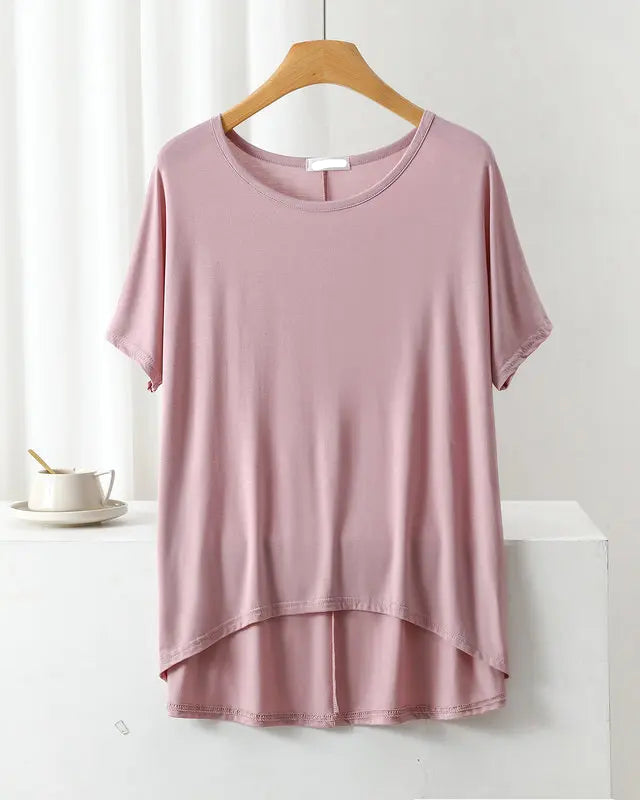 Modal Oversized Short Sleeve Pajama Top