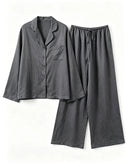 Oversized-Shirt Elastic-Waist Trouser Set