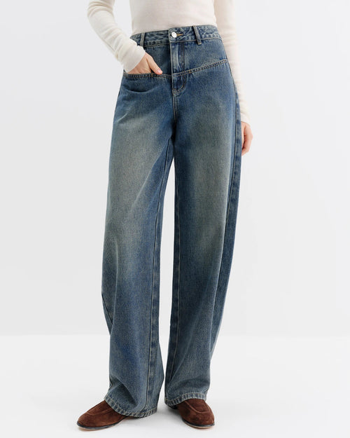 Retro High-Waisted Wide-Leg Jeans