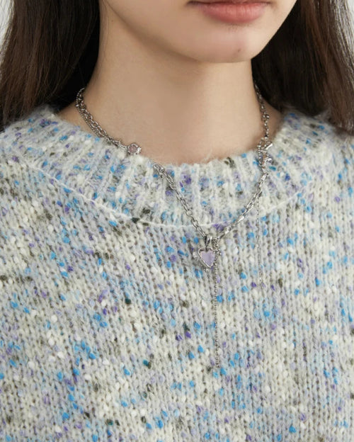 Loose O-Neck Dot Knit Pullover Sweater