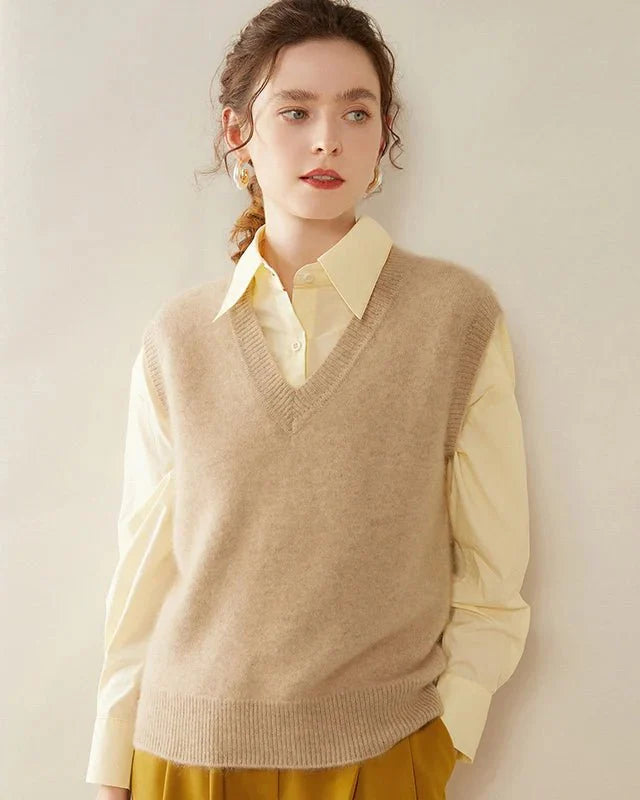 100% Cashmere V-Neck Pullover Vest