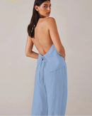 Cotton Halter Tank Wide-Leg Set
