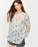 Long Sleeve Floral Print V-Neck Shirt