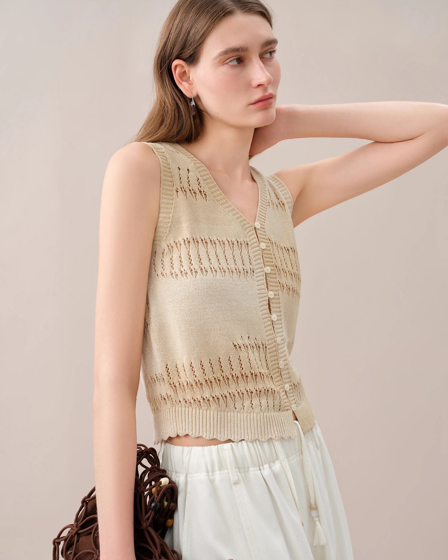 Relaxed-Fit Knitted Sleeveless Vest