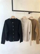 Round Neck Cashmere Short Cardigan