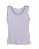 Silk-Viscose Jersey O-Neck Knit Sleeveless Tank Top