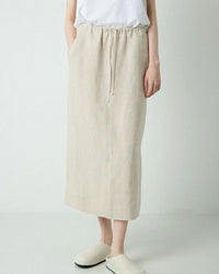 Loose-Fit Linen A-Line Skirt With Tie Waist