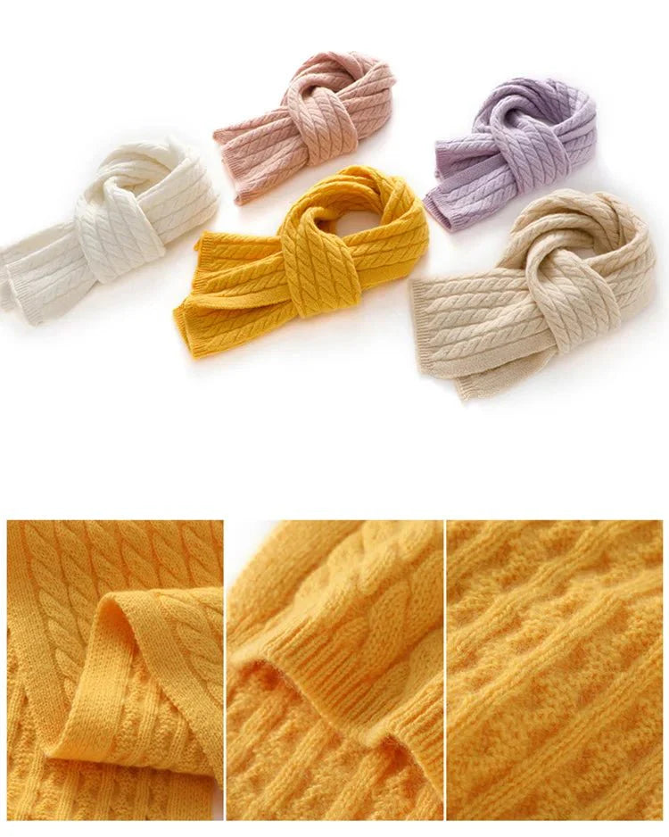 Classic Cable Knit Cashmere Short Scarf