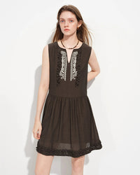 V-Neck Sleeveless A-Line Midi Dress