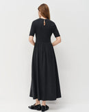 Loose-Fitting Pleated A-Line Maxi Skirt