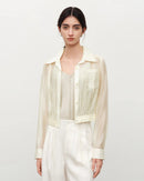 V-Neck Button-Front Long Sleeve Shirt