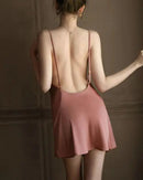 Backless Satin Mini Slip Dress
