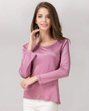Silk-Blend Long-Sleeve Round-Neck T-Shirt