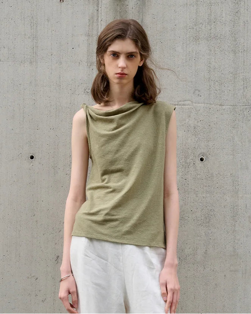 Irregular One-Shoulder Sleeveless T-Shirt