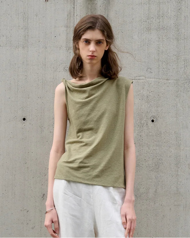 Irregular One-Shoulder Sleeveless T-Shirt