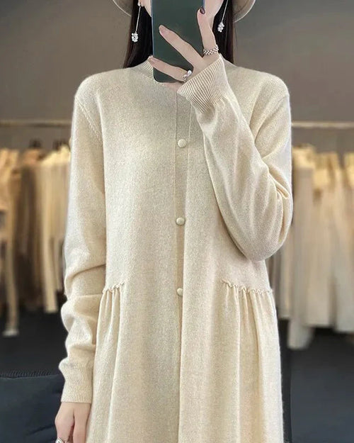 Oversized Button Detailed Wool Dress