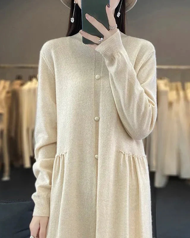Oversized Button Detailed Wool Dress