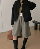 High Waist Loose Pockets Straight Shorts