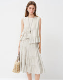Irregular Sleeveless Casual Striped Shirt