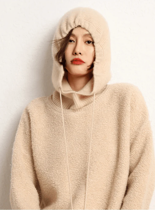 Pure Cashmere Knitted Fashion Scarf And Hat