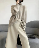 Loose High Neck Wool Pullover Sweater