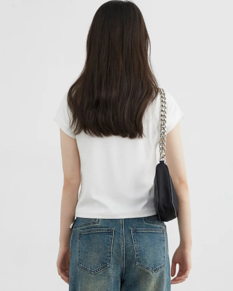 Slim Half-Neck Stretch Knit Women's Top