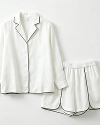 Solid Puff Sleeve Shirt Shorts Set