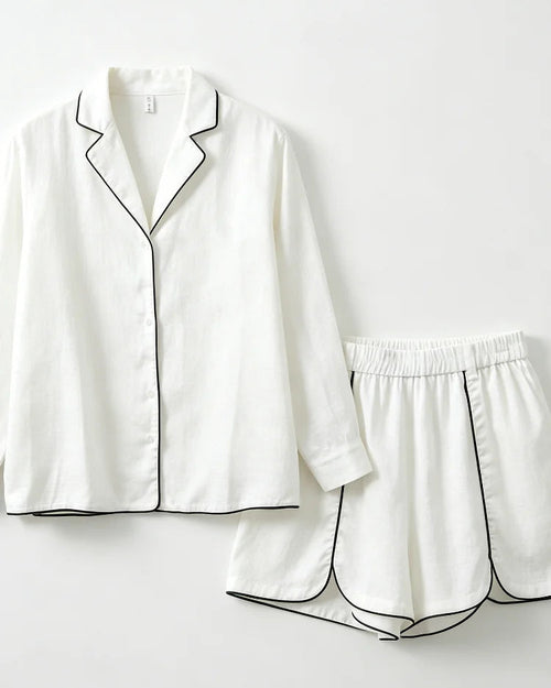 Solid Puff Sleeve Shirt Shorts Set