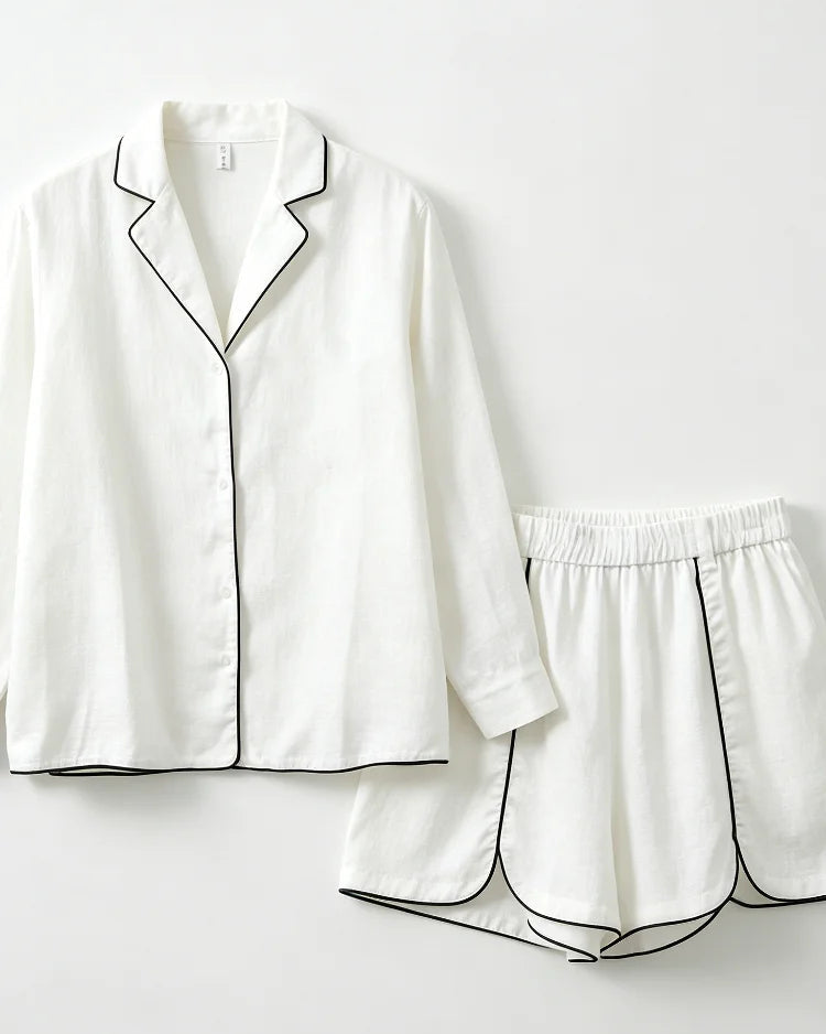 Solid Puff Sleeve Shirt Shorts Set