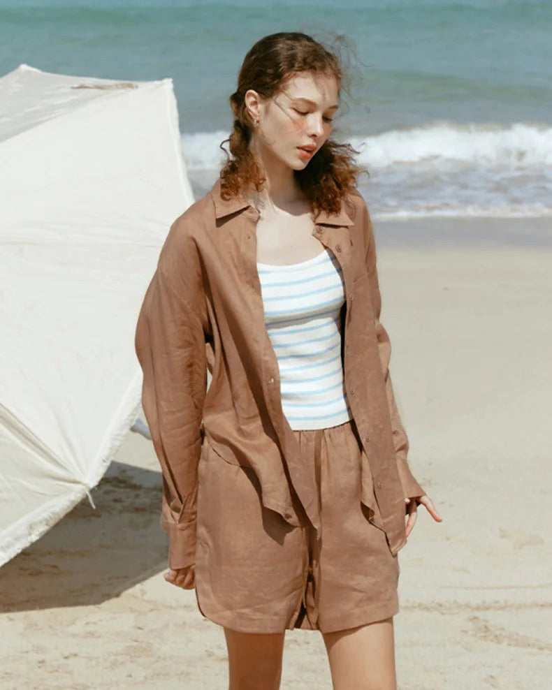Loose-Fit Linen-Blend Button-Down Shirt