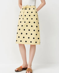 Polka Dot Cotton A-Line Midi Skirt
