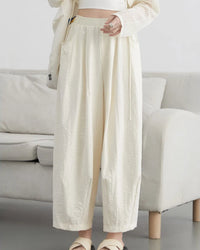 Pleated High-Waist Wide Leg Trousers
