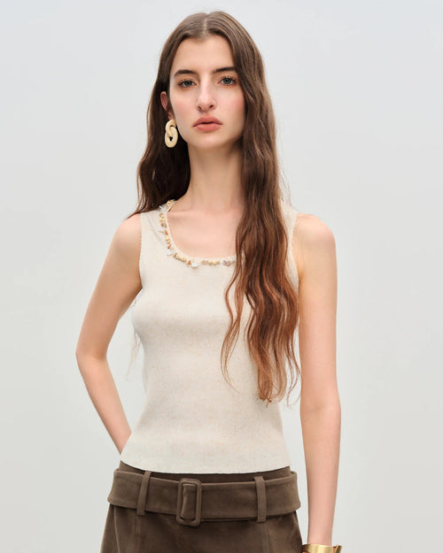 Slim-Fit A-Line Sleeveless Knitted Vest