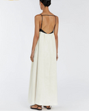 Cotton Slash-Neck Patchwork Sleeveless Maxi Dress