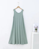Modal Sleeveless Round-Neck Mid-Calf Sleep Dress