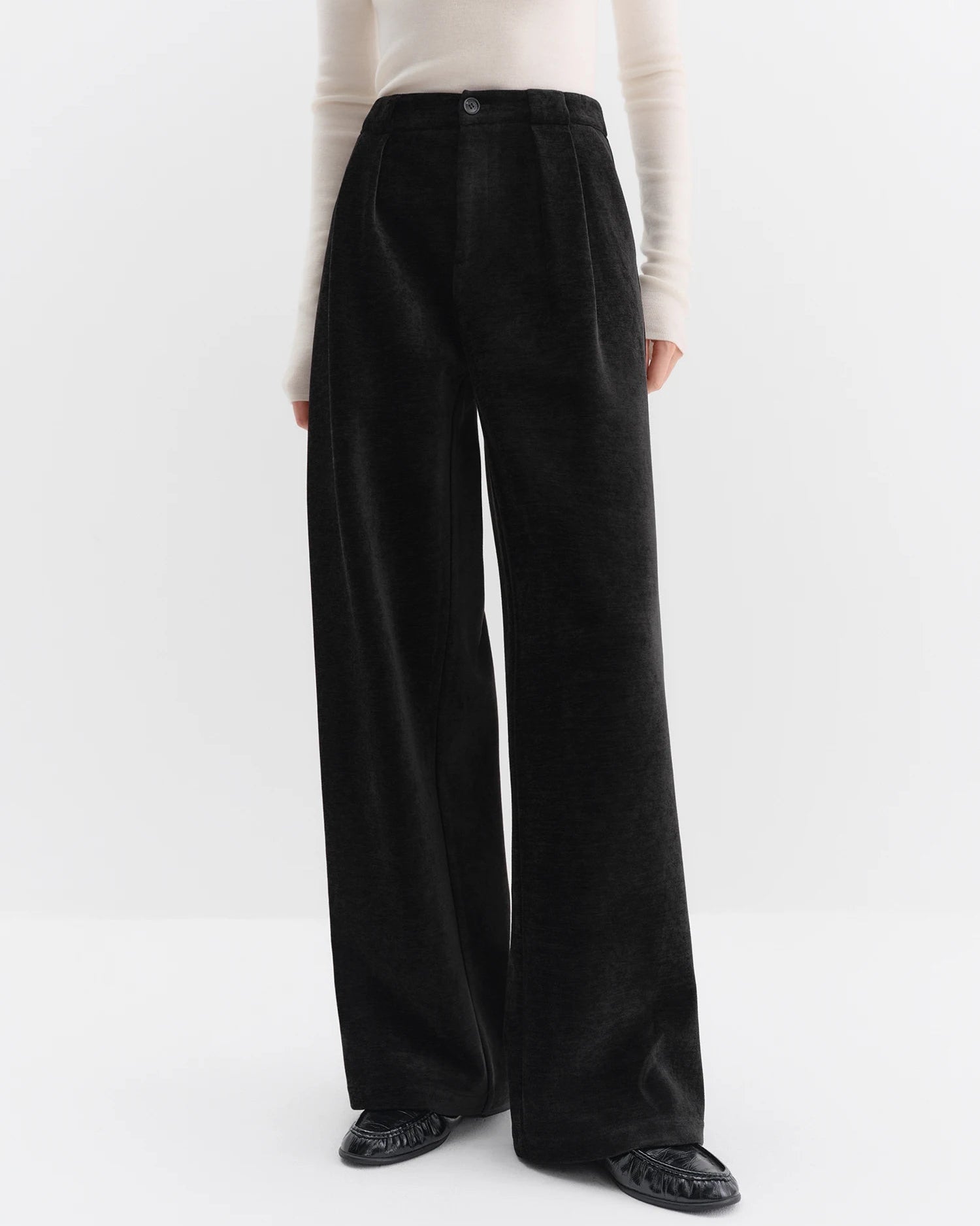 High-Waisted Straight-Leg Knit Pants