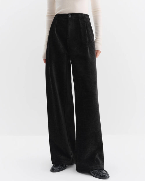 High-Waisted Straight-Leg Knit Pants