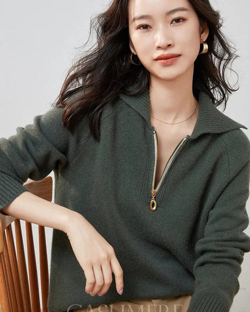 Pure Cashmere Half-zip Collar Jumper