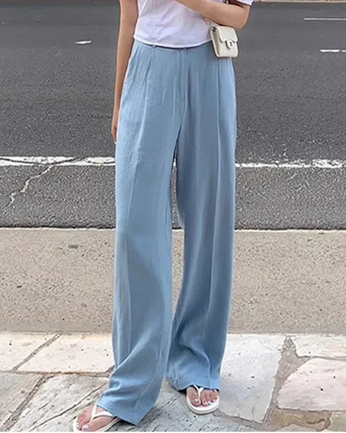 High-Waisted Wide-Leg Straight Pants