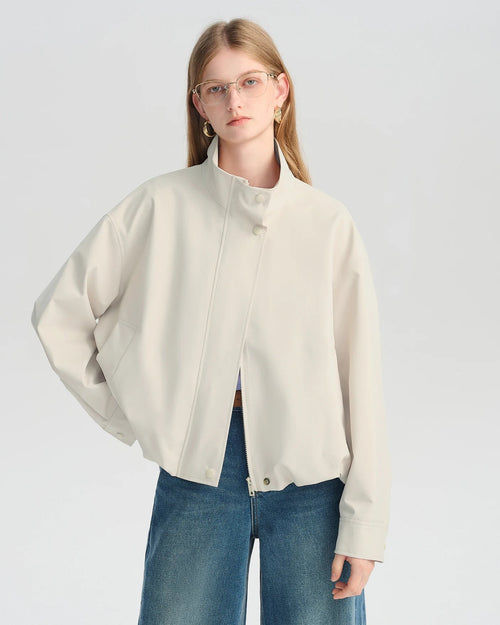 Short Turtleneck Zip-Up Jacket