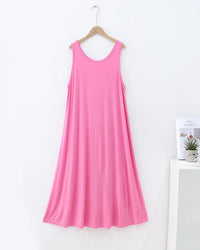Modal Sleeveless Round-Neck Mid-Calf Sleep Dress
