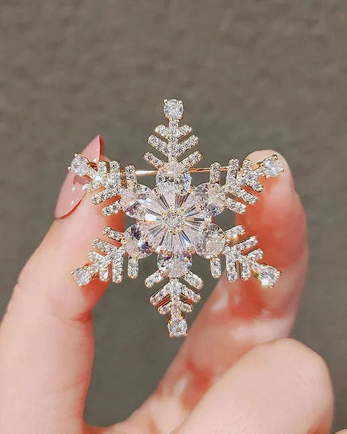 Snowflake Rhinestone Brooch Pins